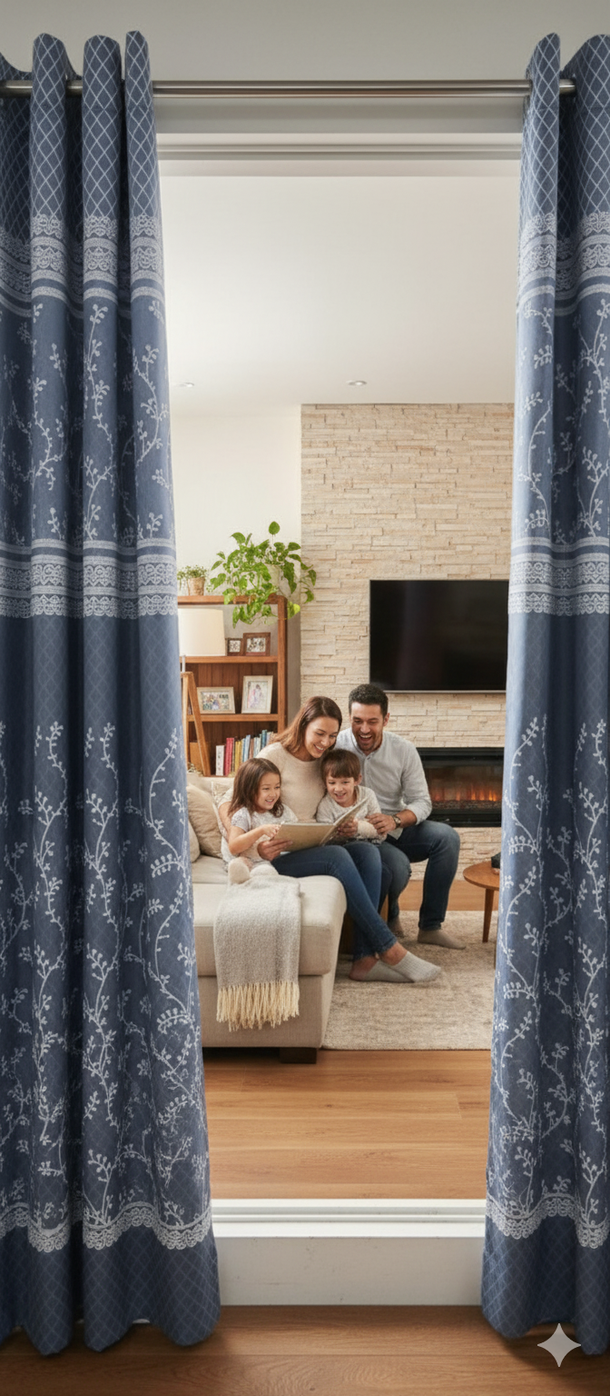 High Quality Cotton Plus Embossed Curtains Buy 1 Get 1