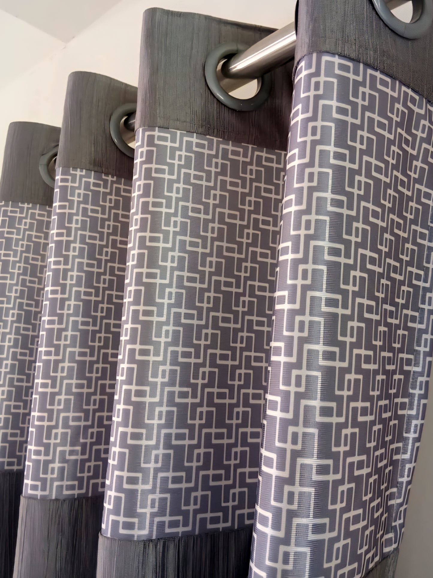 Modern Two-Tone Grey Curtain Buy 1 Get 1