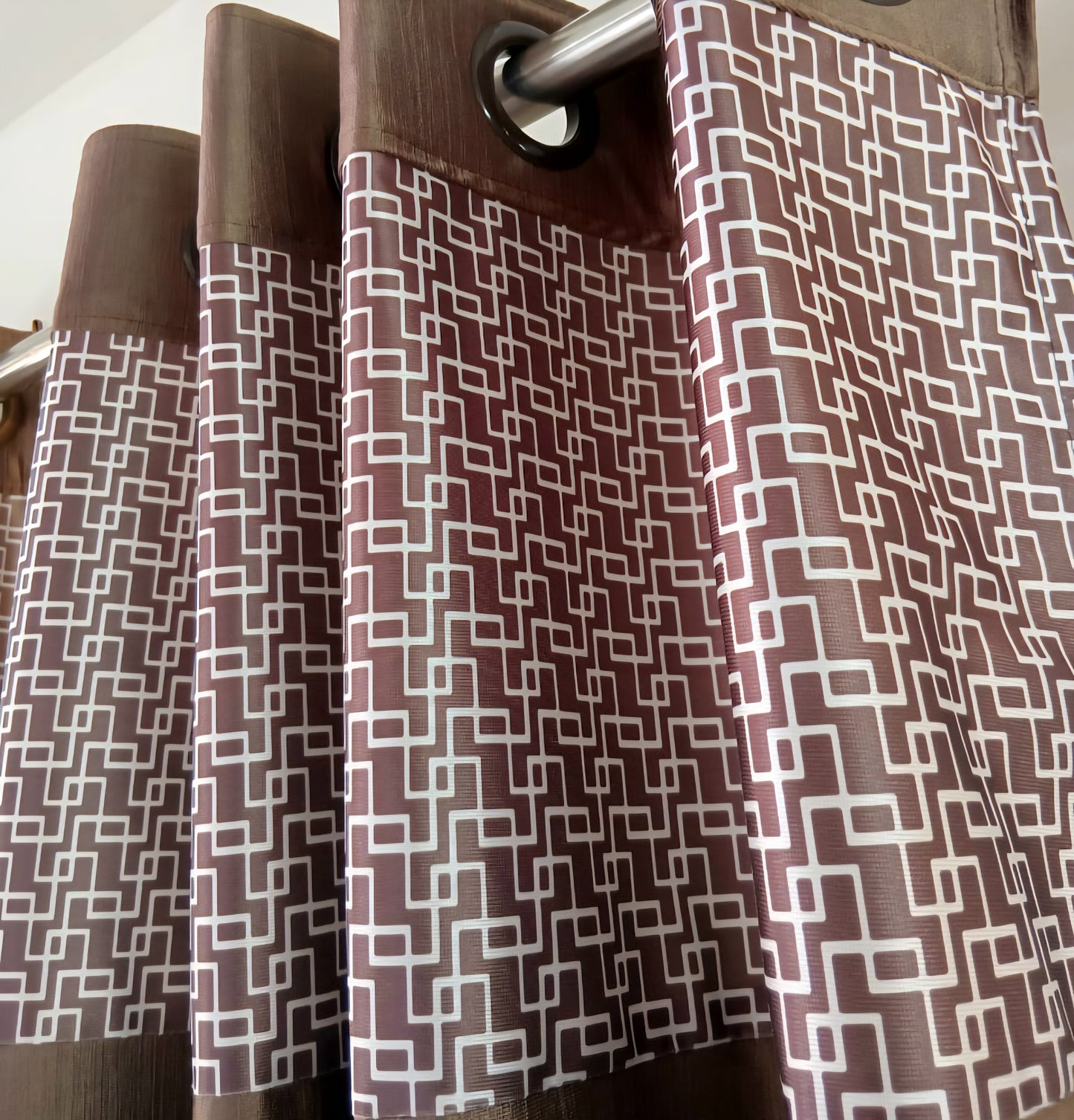 Modern Two-Tone Brown Curtain Buy 1 Get 1
