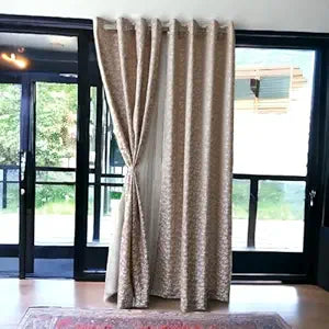 Embroidery Polycotton Curtain Best for Living Room/Bedroom/Dining Hall, Set of 2 Curtains with Tieback, Stainless Steel Rings, 85% Sun Protection