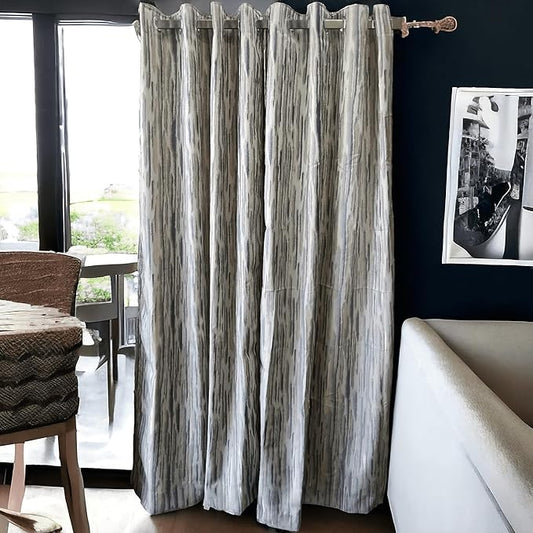 2 Piece Eyelet Cotton Curtain Set, Breathable Print Curtains for Living Room Bedroom Hall, Set of 2 Curtains with Tieback, English Color