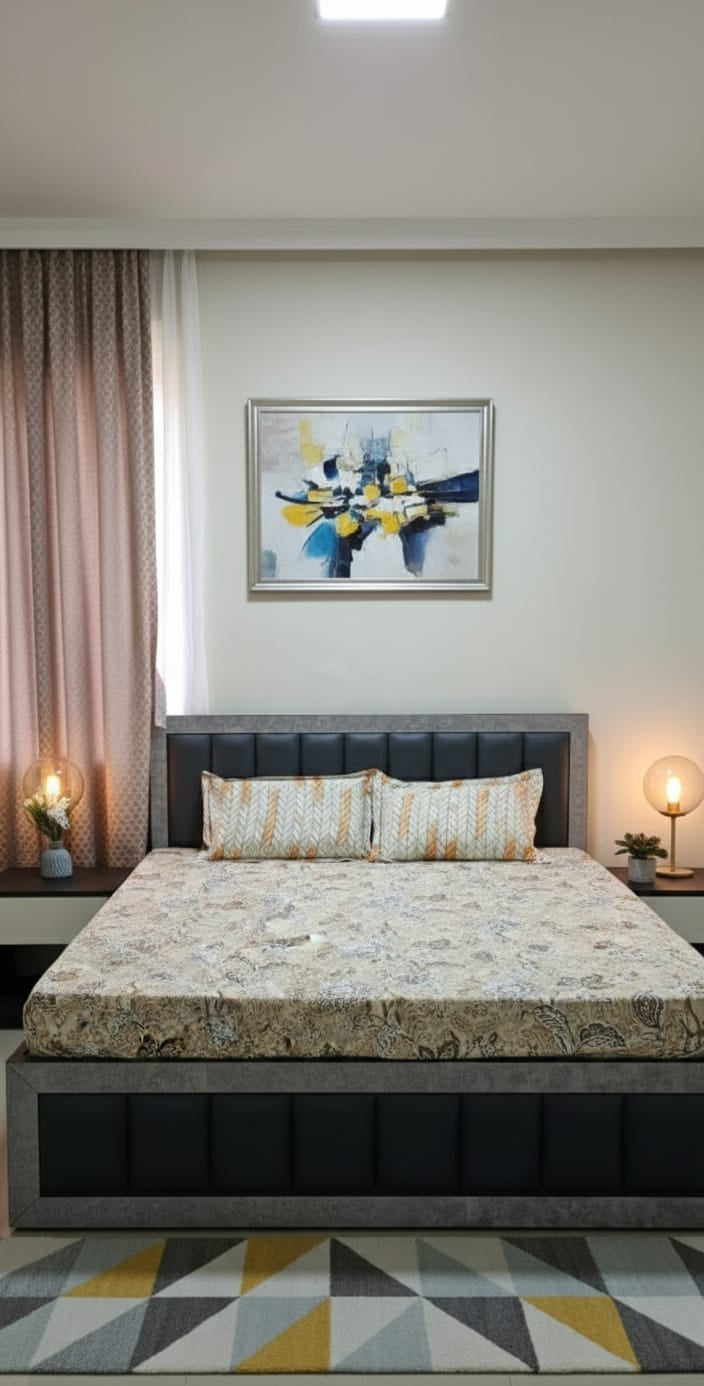 Elegant Beige Floral Paisley Cotton Bedsheet Set – King Size