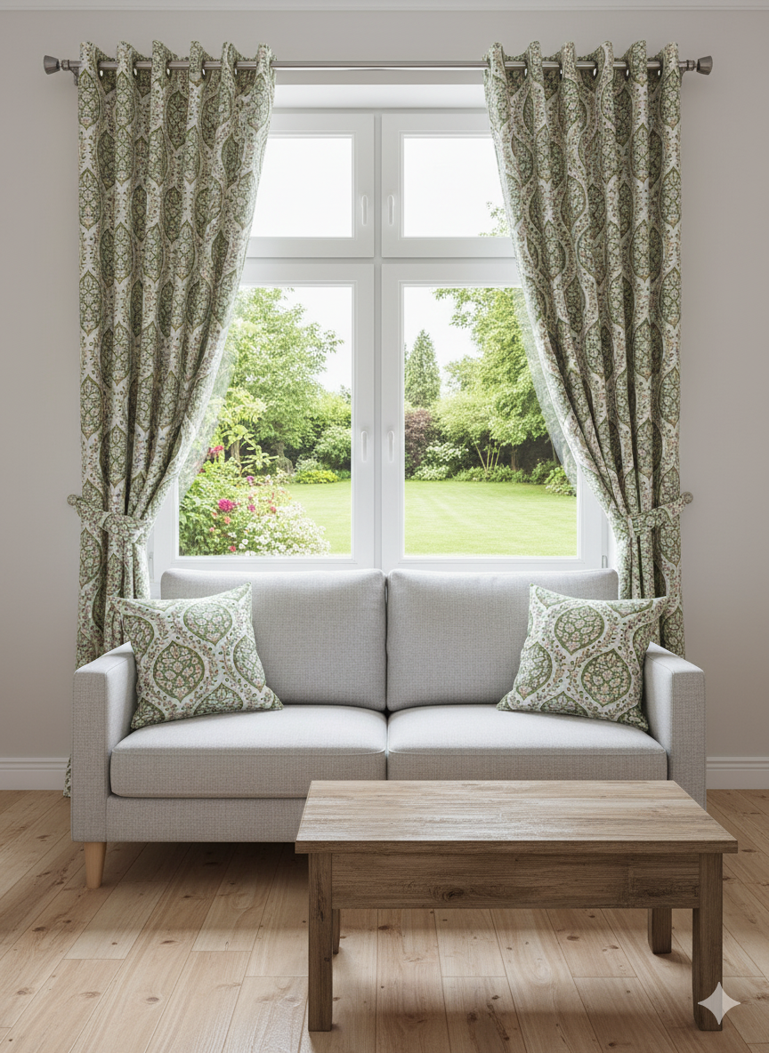 Royal Ruby Jacobean Curtains Buy 1 Get 1