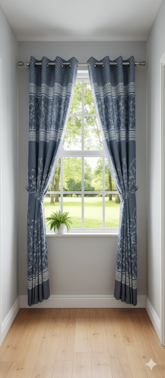 High Quality Cotton Plus Embossed Curtains Buy 1 Get 1