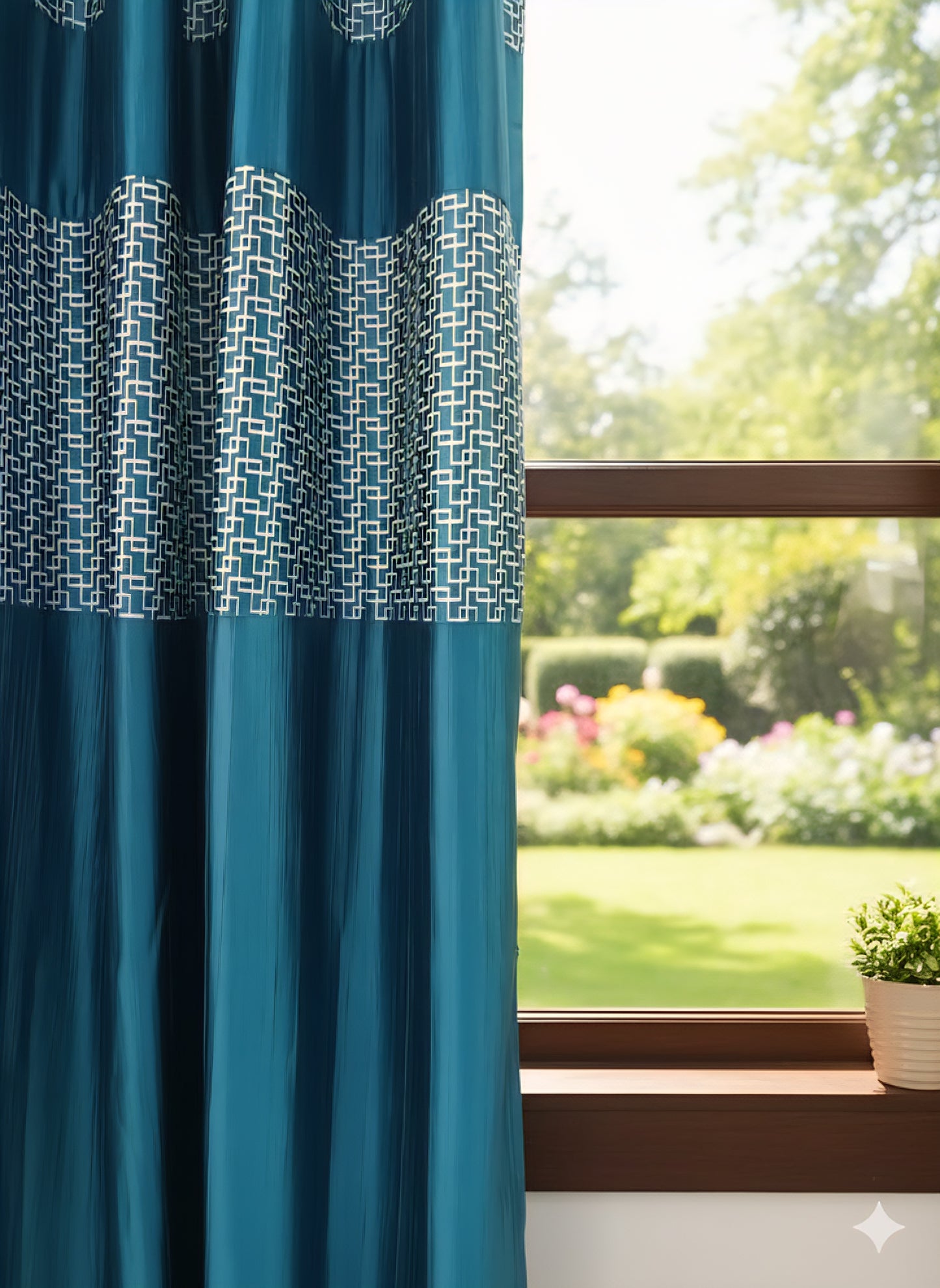 Modern Two-Tone Green Curtain Buy 1 Get 1
